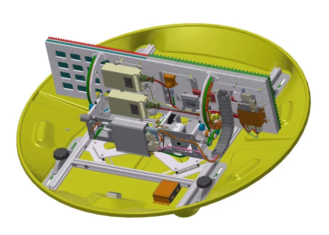 A graphic 3D representation of the flat antenna